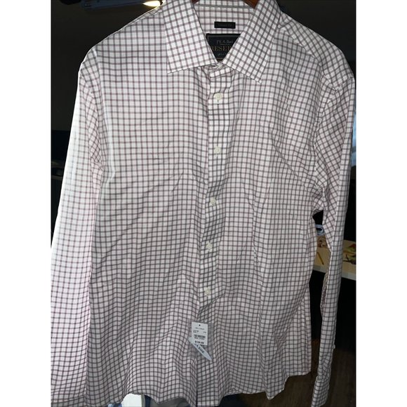 Jos A Bank Dress Button Down Shirt Reserve Tailored Fit Purple Check L - Picture 1 of 5